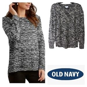 Old Navy Black and White Marled Sweater